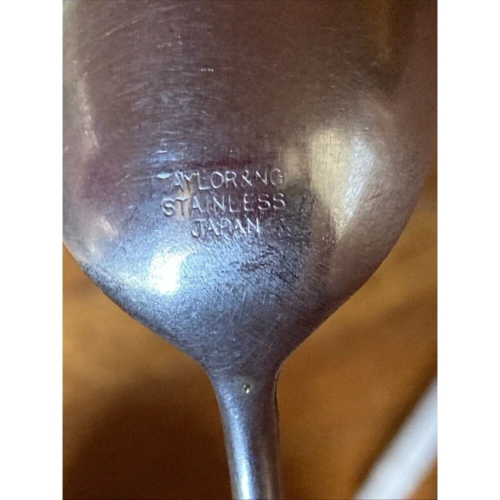 Taylor & NG Teaspoon Lot Set Of 8 Wood Handle Spoon Rare VTG Japan